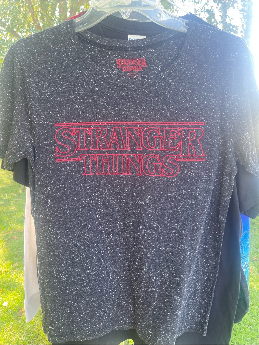 Stranger Things Black Speckled Short Sleeve Tee